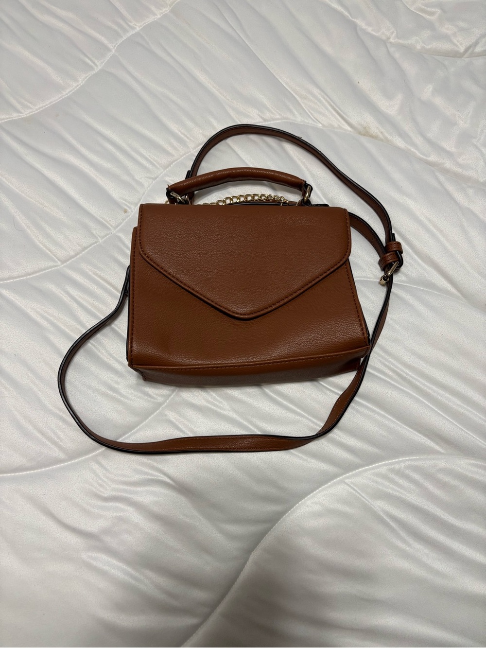 Classic Brown Leather Crossbody Satchel - Top Handle